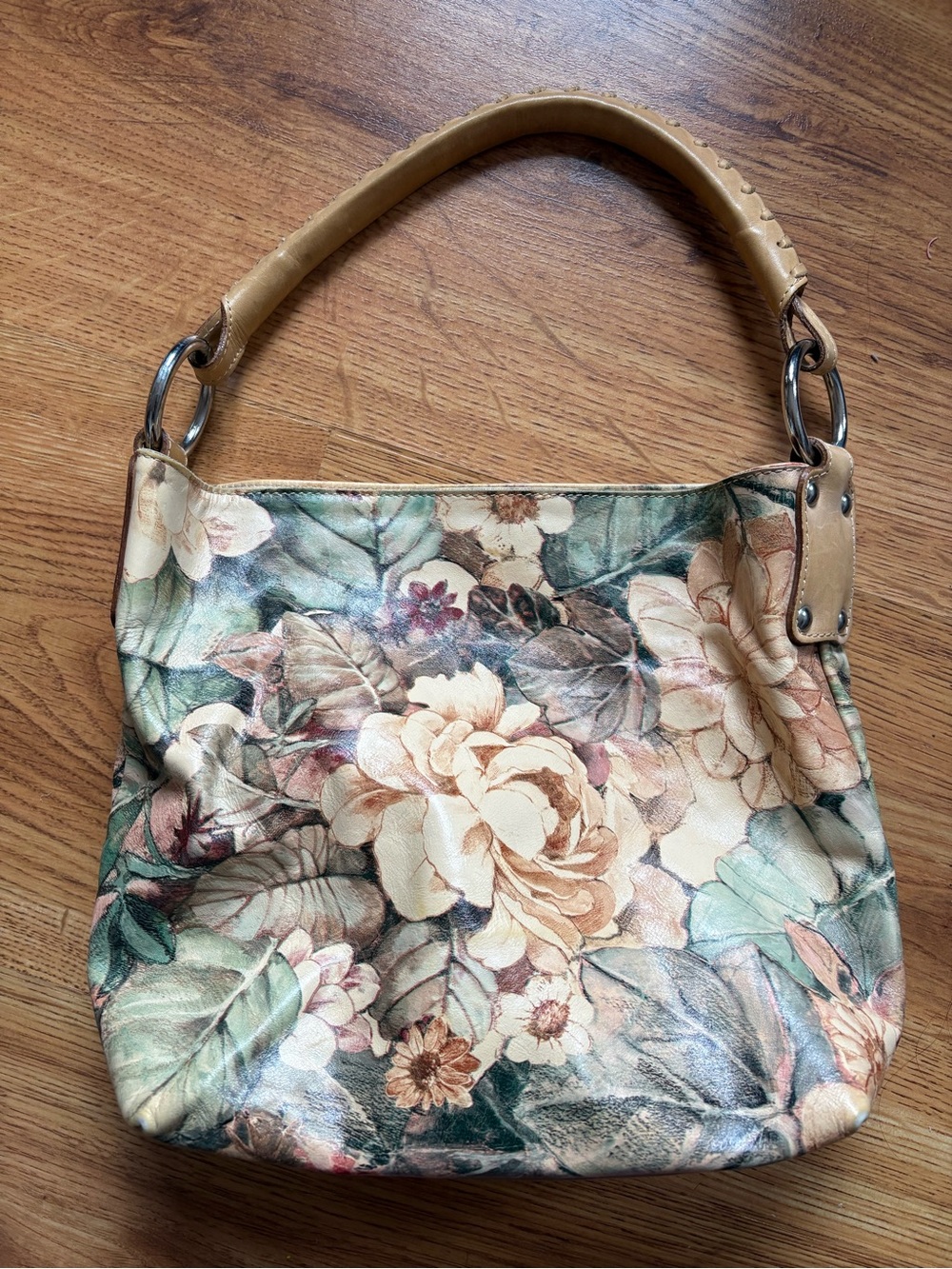 Maurizio Taiuti Floral Shoulder Bag in Cream and Green